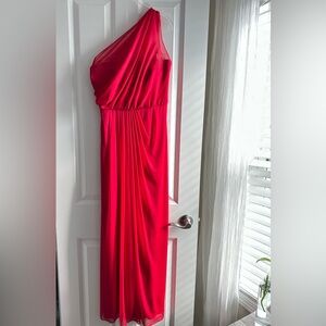 David's Bridal Red One Shoulder Dress